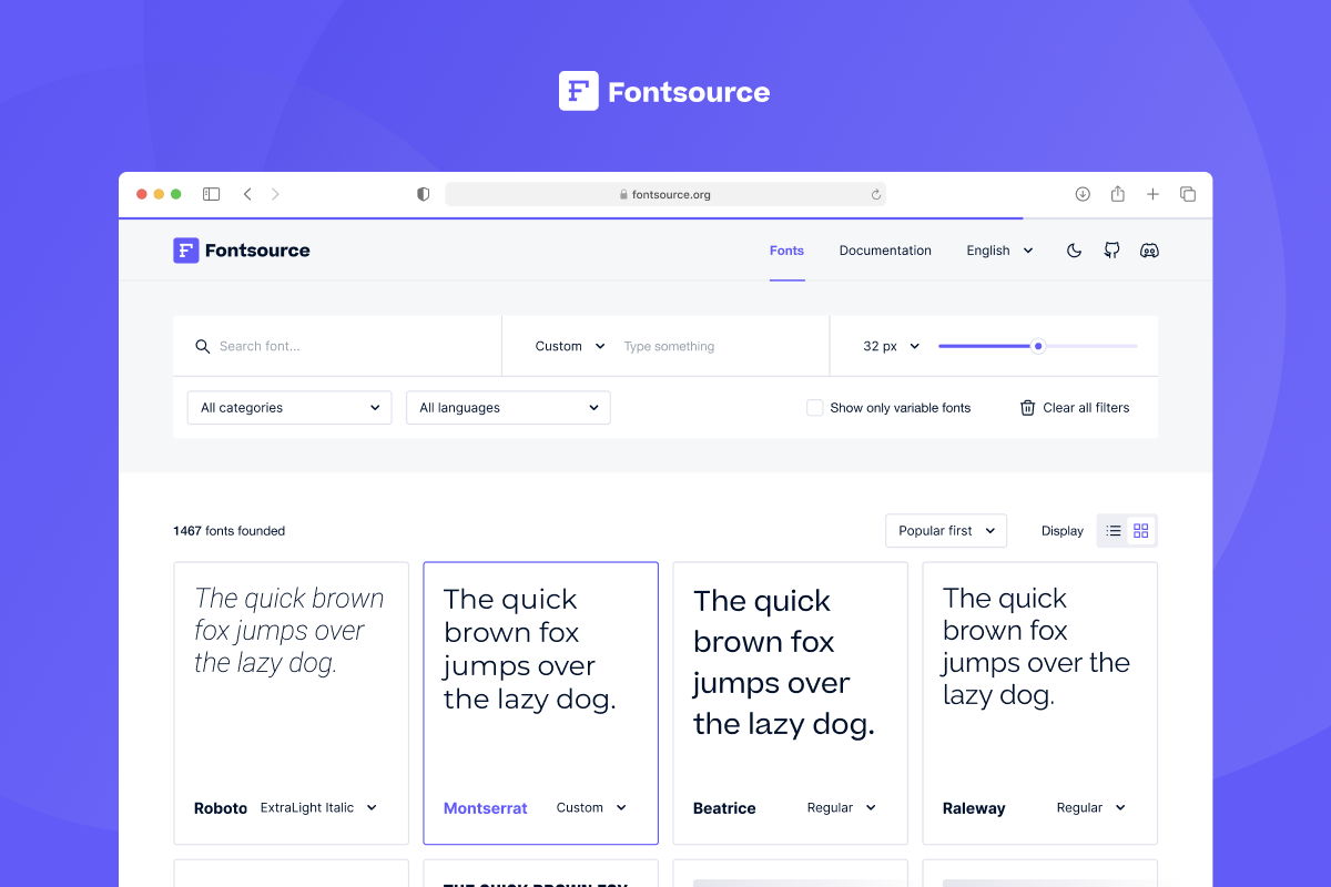 Fontsource home page image.